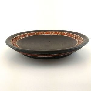 Vintage hand carved and hand painted wood bowl /plate/serving tray (Ghana)